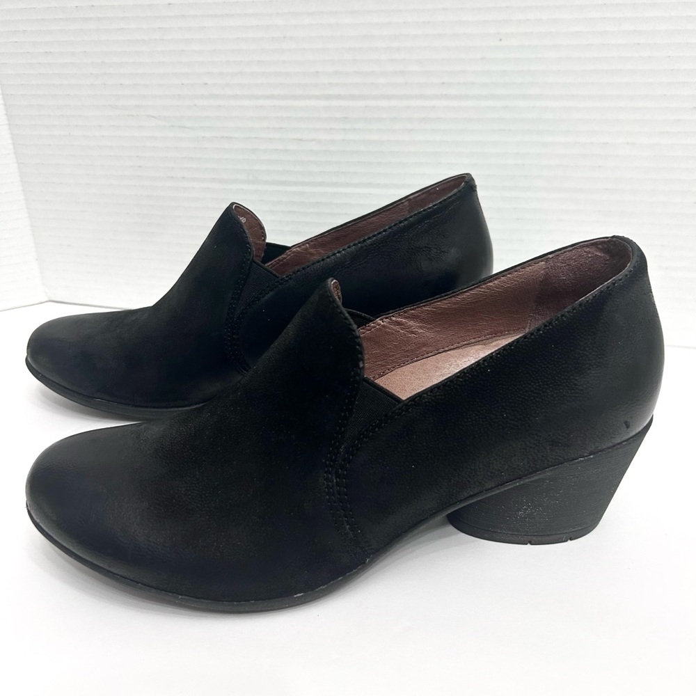 Dansko Robin Black Nubuck Leather Women's Heeled Slip-On Clogs NWOT